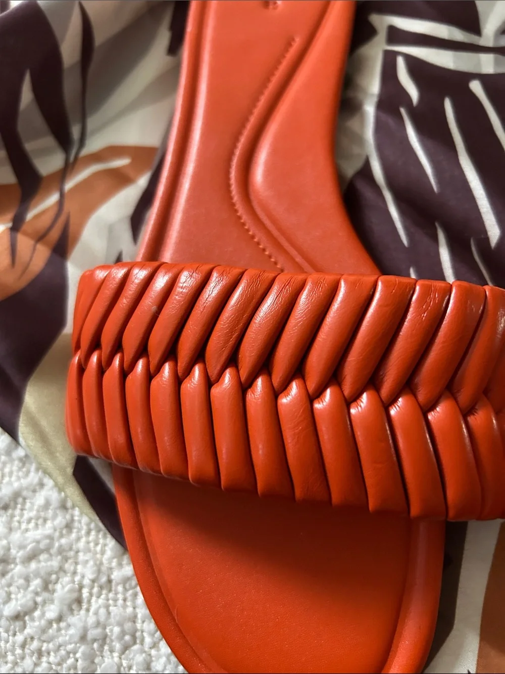 Zara Braided Slide Sandals in Orange-Red - Picture 3 of 4
